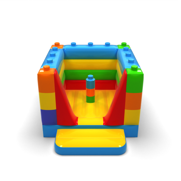 Small bouncy castle enclosed - in a motif of coloured blocks