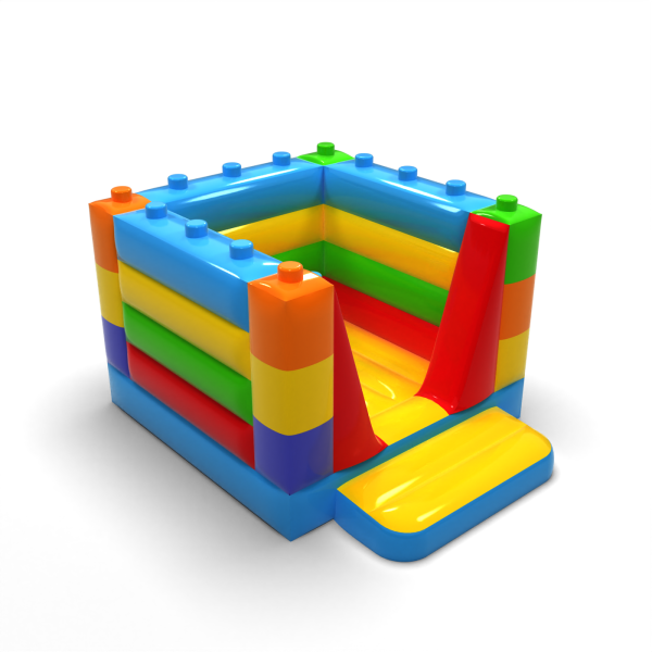 Small bouncy castle enclosed - in a motif of coloured blocks