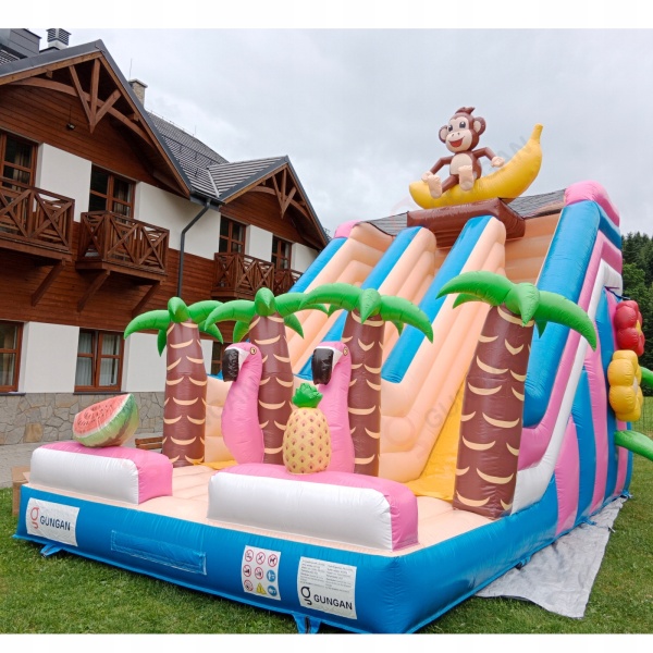 Double inflatable slide with Hawaiian theme
