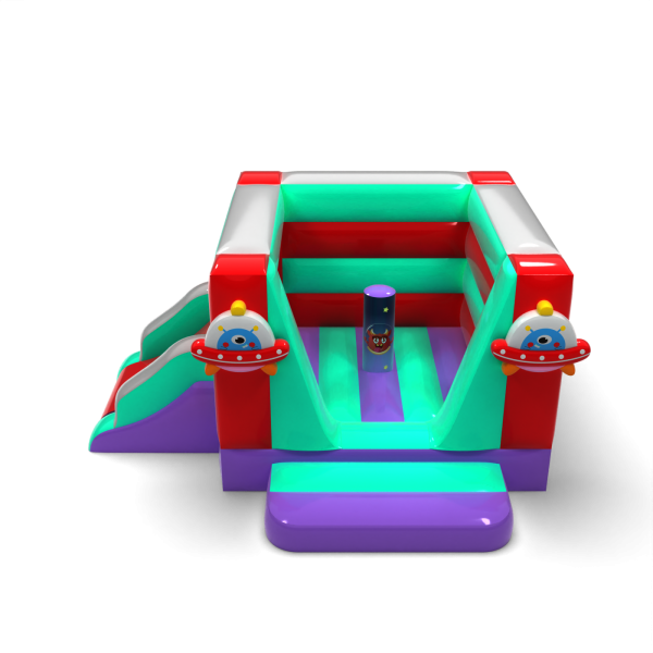 Small bouncy castle with slide - in a space theme