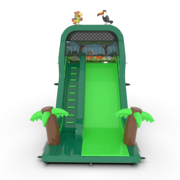 Inflatable slide printed in a jungle theme