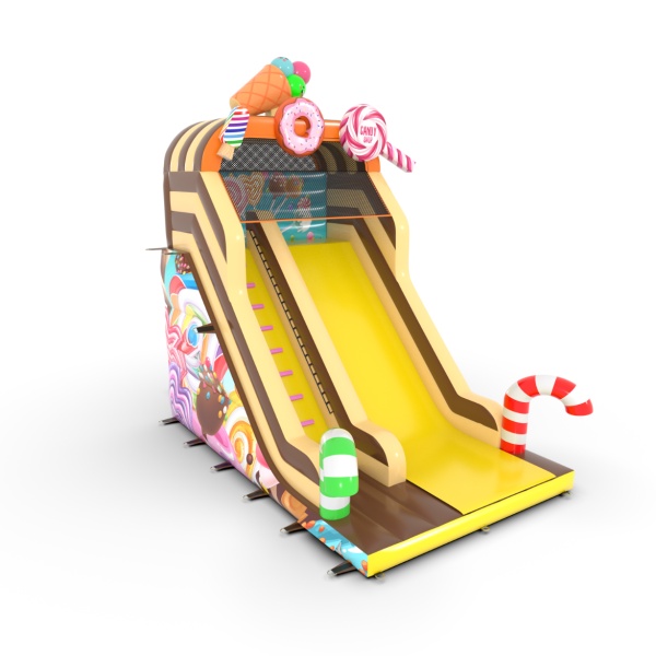 Printed inflatable slide in candy theme