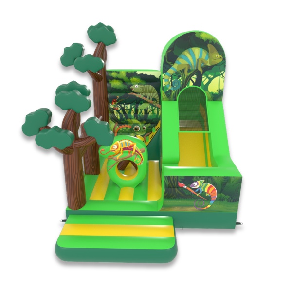 Inflatable with combo slide in jungle theme