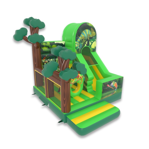 Inflatable with combo slide in jungle theme