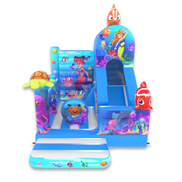 Inflatable with combo slide in maritime theme