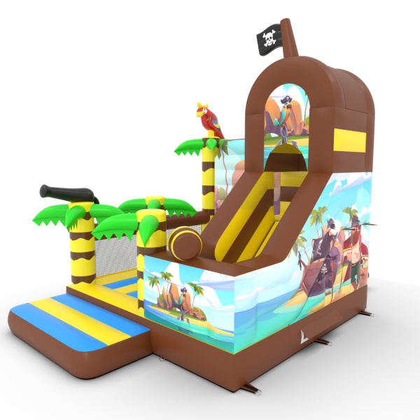 Inflatable with slide combo printed in pirate theme