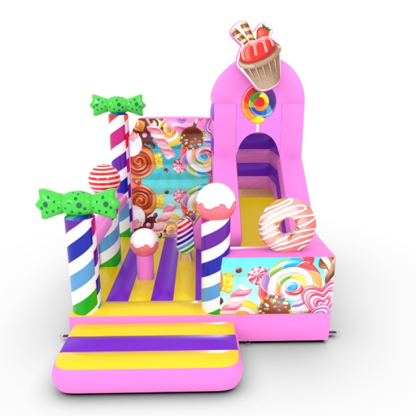 Inflatable with slide combo with print - Candy