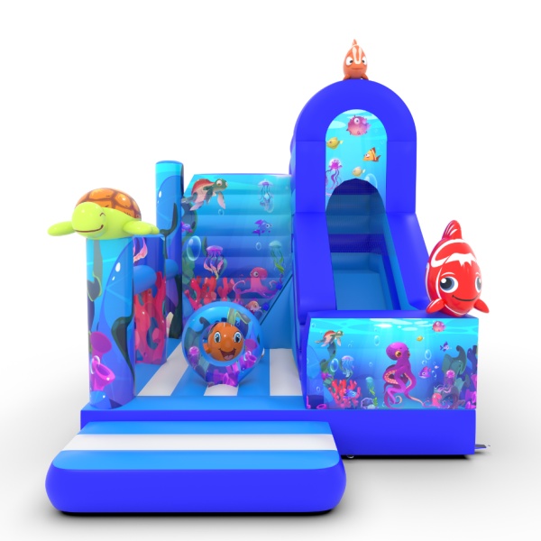 Inflatable slide combo with marine print