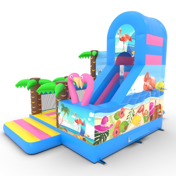 Inflatable slide combo with Hawaiian print