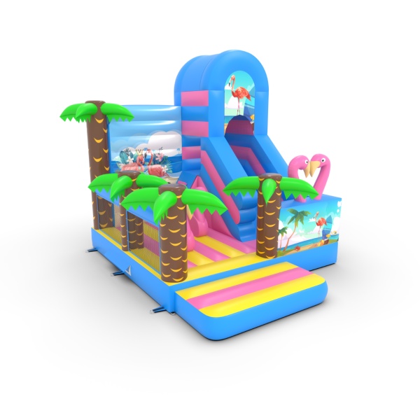 Inflatable slide combo with Hawaiian print